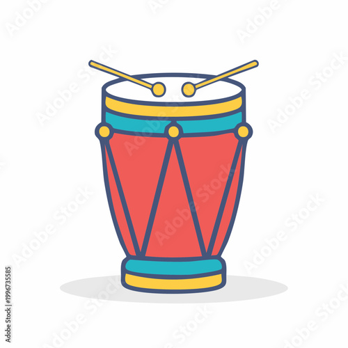 Cartoon Conga Drum with Drumsticks