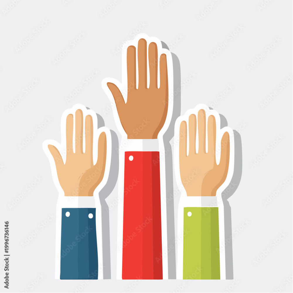 Fototapeta premium Raised Hands Voting or Answering Questions