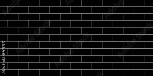 black brick wall texture, seamless cladding pattern for interior decoration, kitchen backsplash, plastic panel, building outdoor design. Abstract minimal background, vector eps 10