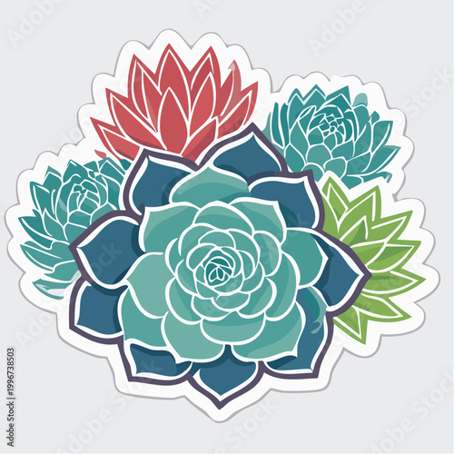 Colorful Succulent Plant Arrangement Sticker