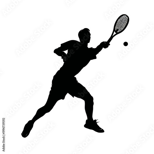 Silhouette of a Tennis Player in Action.
