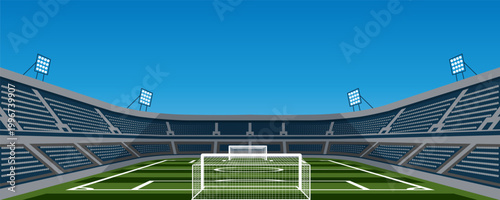 Football stadium illustration and goal post with a net. vector graphic for soccer sports events. 