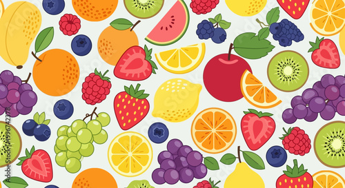 Colorful assorted fresh fruit mix.