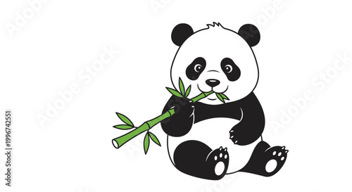 Cute Panda Eating Bamboo Shoot.