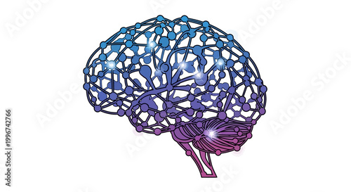 Purple Brain Model Neuroscience Concept.