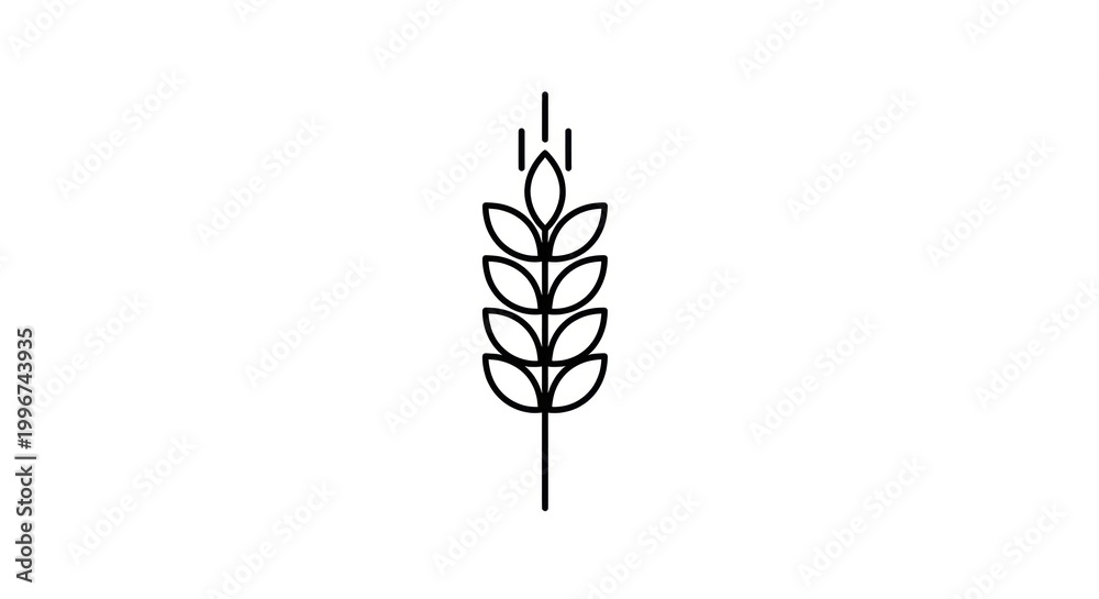Fototapeta premium Simple line drawing of wheat icon.