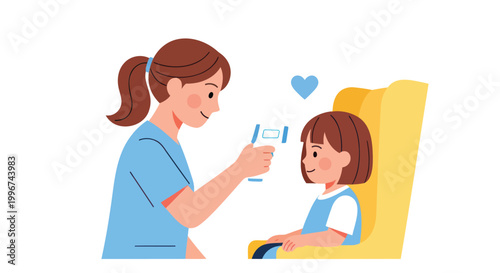 Nurse, woman, giving medicine, to child, healthcare, vector illustration