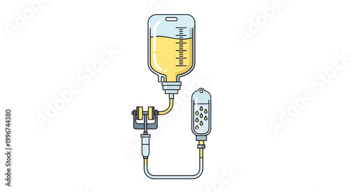Medical IV drip, intravenous infusion set, hospital equipment, healthcare vector icon
