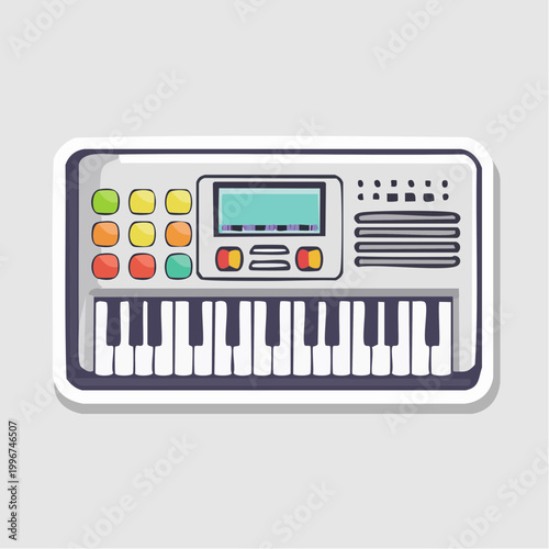 Colorful Cartoon Electronic Keyboard Icon