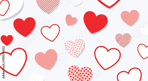 A colorful array of hearts in various shades