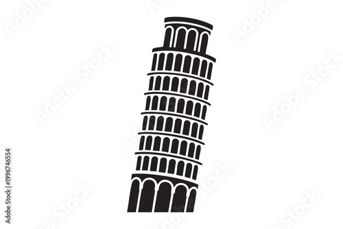Schilderij op canvas Leaning Tower of Pisa Vector Collection – Minimal Landmark Silhouette & Line Art