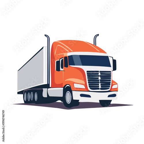 Orange Semi-Truck with Trailer Illustration