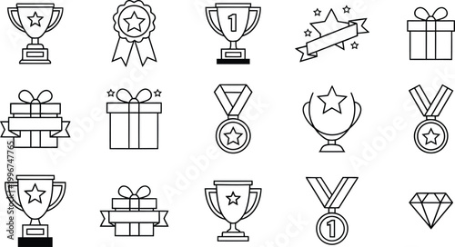 Award and trophy icons a collection of achievement and recognition symbols