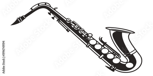 Photos Stylized graphic illustration of a jazz saxophone isolated on white background w
