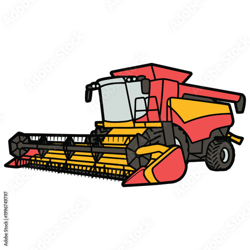 combine harvester on a white background
