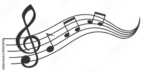 Fotografija Abstract musical staff with treble clef and notes symbol classical abstract comp