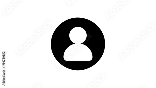 Simple black circle icon with white user silhouette, isolated on transparent background