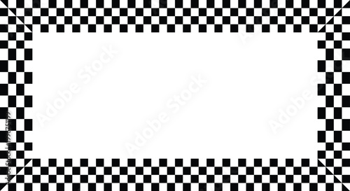 Wide rectangular checkered racing flag pattern border frame vector illustration design for large scale sports event posters and automotive competition banners.