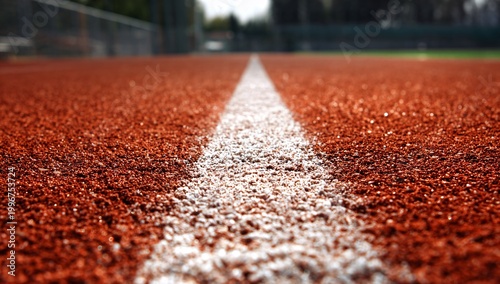 Close-up view of a white painted boundary line on a vibrant green grass sports field