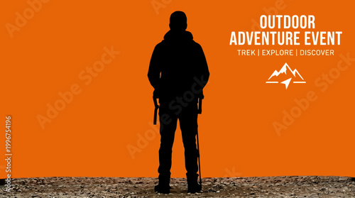Silhouette of a person standing at an outdoor adventure event in nature