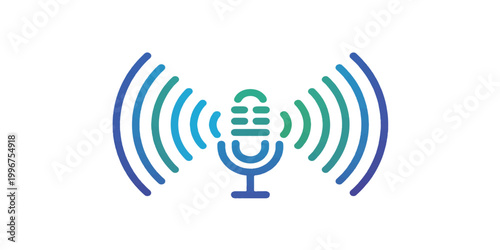 Simple radio antenna icon with wireless signal on white background representing internet and communication technology
