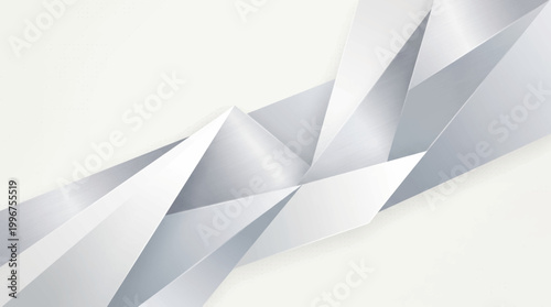 A modern abstract geometric design with white and gray paper-like shapes on a clean background