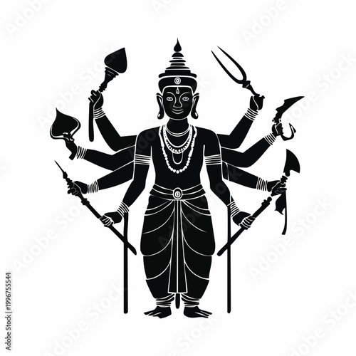 Multi-armed Hindu deity illustration