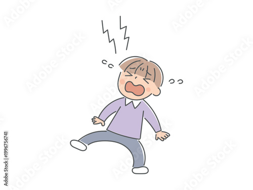 座り込んで泣いている男の子のイラスト