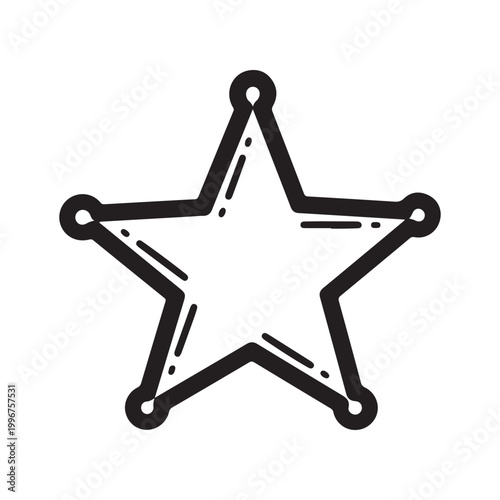 Hand drawn sheriff star badge icon