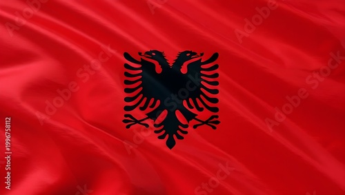 Albanian flag ripples
