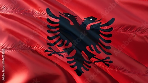 Albanian flag ripples