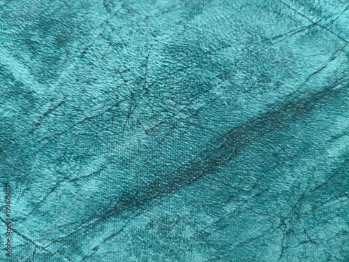 Teal Distressed Leather Texture with Dark Veining and Scratched Surface