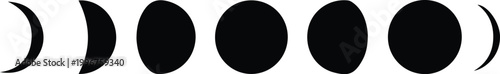 Graphic illustration of lunar cycle phases showing moon transitions.