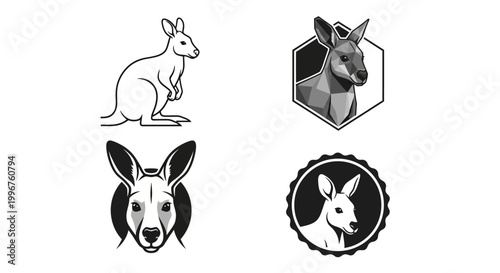 Kangaroo Illustrations - A Collection of Black and White Designs.