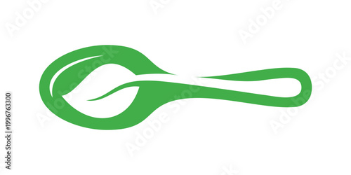 logo for healthy food. negative space leaf in spoon logo