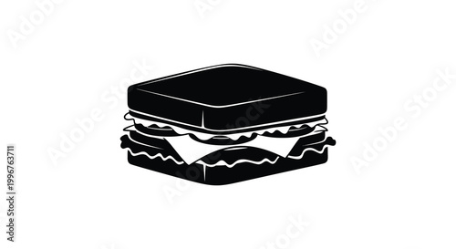 A striking black silhouette of a classic sandwich with layered fillings silhouette