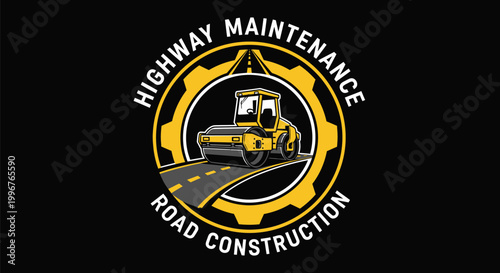 Highway Road Construction Maintenance with Roller Machine.