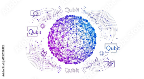 Quantum Computing Qubit Technology Concept.