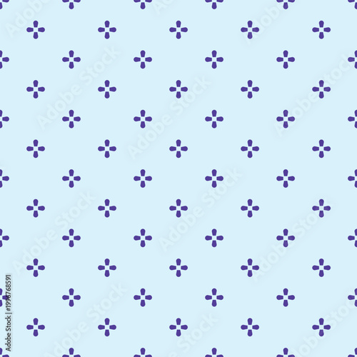 Vector seamless abstract pattern with small purple-blue geometric shapes on a light blue background