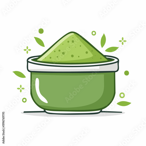 Green Matcha Powder in Bowl