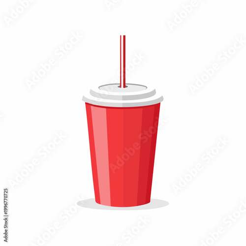 Red Disposable Cup with Straw