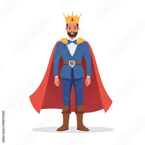 Man in King Costume with Crown and Cape