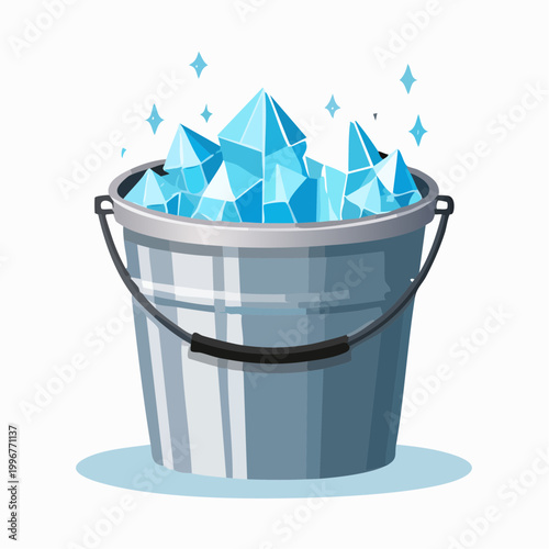 Bucket full of ice crystals