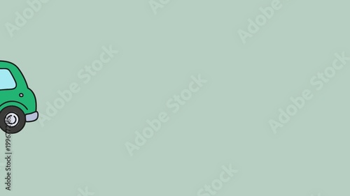 Cute Green Car Driving Animation on Minimal Background