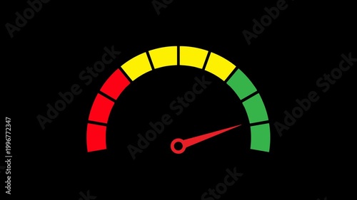 Animation of Speedometer Gauge Increasing to High Level