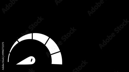 Animation of Speedometer Gauge Increasing to High Level