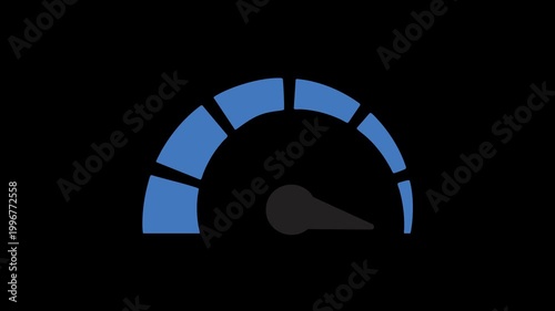Animation of Speedometer Gauge Increasing to High Level