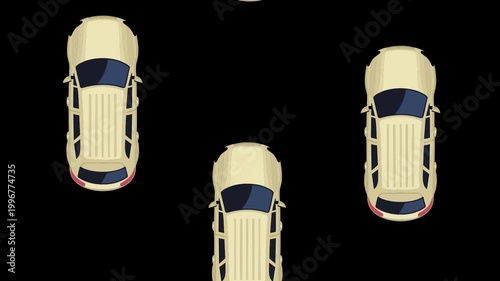 Top View of Car Driving Animation
