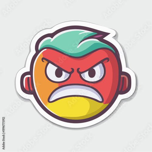 Angry Cartoon Face Sticker
