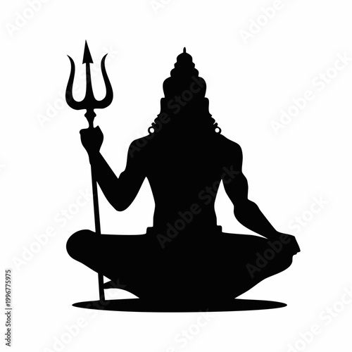Silhouette of Lord Shiva meditating with trident